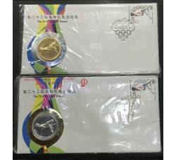 JNZ-176 第二十三届奥运会镀金镀银纪念章邮封（对）少见