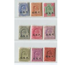 Z-QD054 1904年爱德华七世像三次加盖中国远征军（C.E.F.）英国客邮9枚全新一套（LGQ）