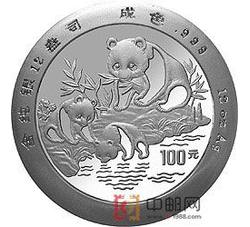 1994年熊猫12盎司圆形银质纪念币（精制）