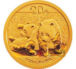 2010年熊猫1/20盎司圆形金质纪念币
