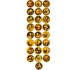 2007年中国熊猫金币发行25周年1/25盎司圆形金质纪念币大全套（25枚）
