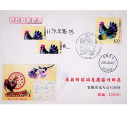 2017-1《丁酉年》首日原地实寄封（鸡毛燕纪念戳）