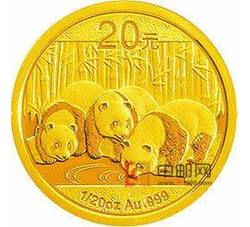 2013年熊猫1/20盎司圆形金质纪念币